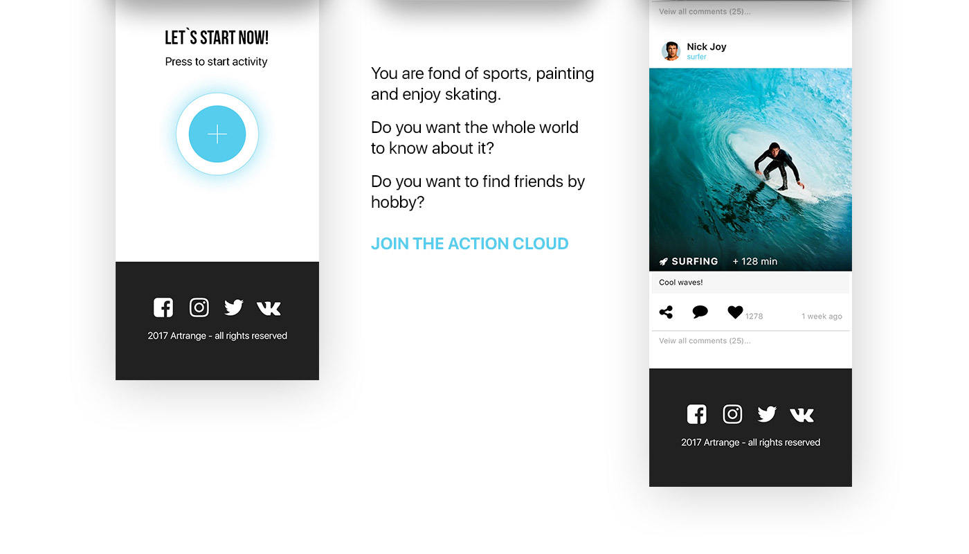 Разработка сайта для социальной сети Action Cloud